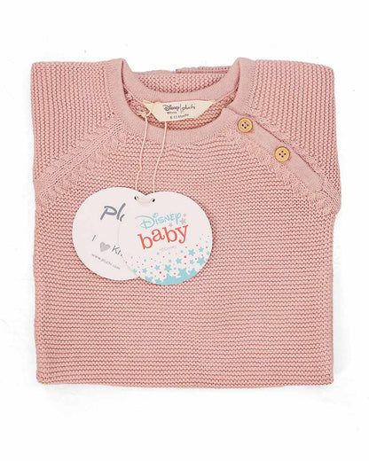 Pluchi Pink Pearl Winter Wear Sleepsuit-100% Cotton Knit-Solid-For Infants