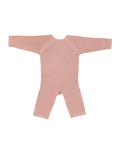 Pluchi Pink Pearl Winter Wear Sleepsuit-100% Cotton Knit-Solid-For Infants