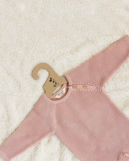 Pluchi Pink Pearl Winter Wear Sleepsuit-100% Cotton Knit-Solid-For Infants