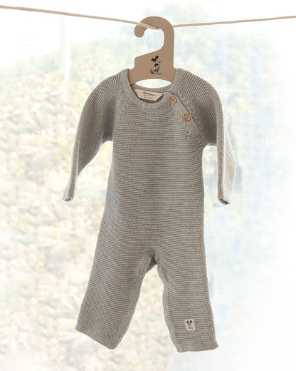 Pluchi Melange Grey Winter Wear Sleepsuit-100% Cotton Knit-Solid-For Infants