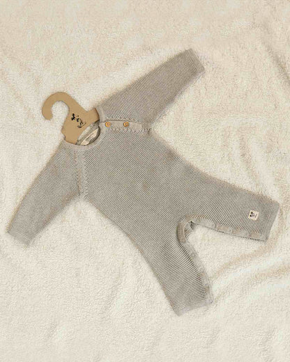 Pluchi Melange Grey Winter Wear Sleepsuit-100% Cotton Knit-Solid-For Infants