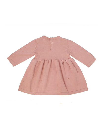 Pluchi Cameo Pink Frock Dress-100% Cotton Knit-Solid-For Infants