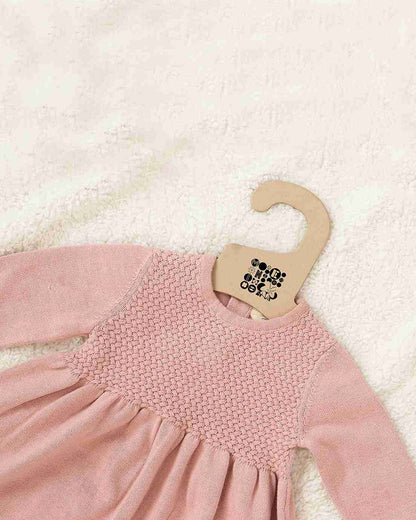 Pluchi Cameo Pink Frock Dress-100% Cotton Knit-Solid-For Infants