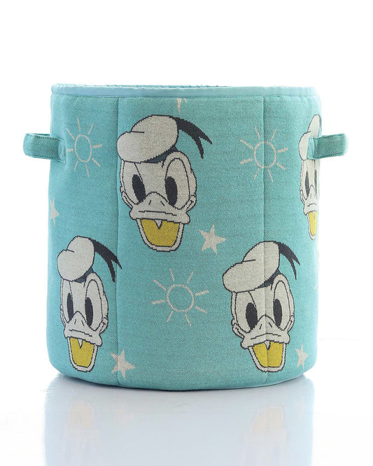 Pluchi Donald Duck Laundry Basket-With Handles-Cotton Knitted Large Basket for Clothes & Toys-Pearl Aqua
