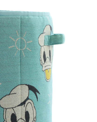 Pluchi Donald Duck Laundry Basket-With Handles-Cotton Knitted Large Basket for Clothes & Toys-Pearl Aqua