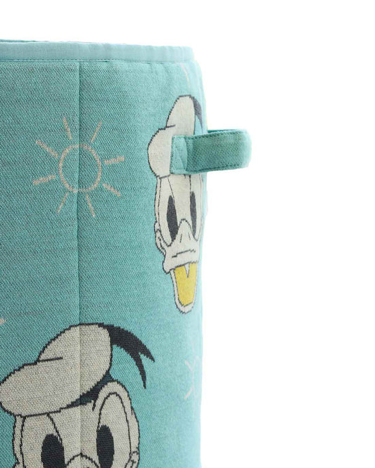 Pluchi Donald Duck Laundry Basket-With Handles-Cotton Knitted Large Basket for Clothes & Toys-Pearl Aqua