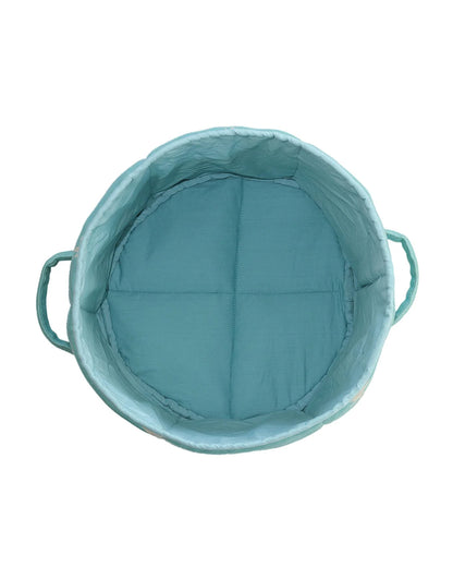 Pluchi Donald Duck Laundry Basket-With Handles-Cotton Knitted Large Basket for Clothes & Toys-Pearl Aqua