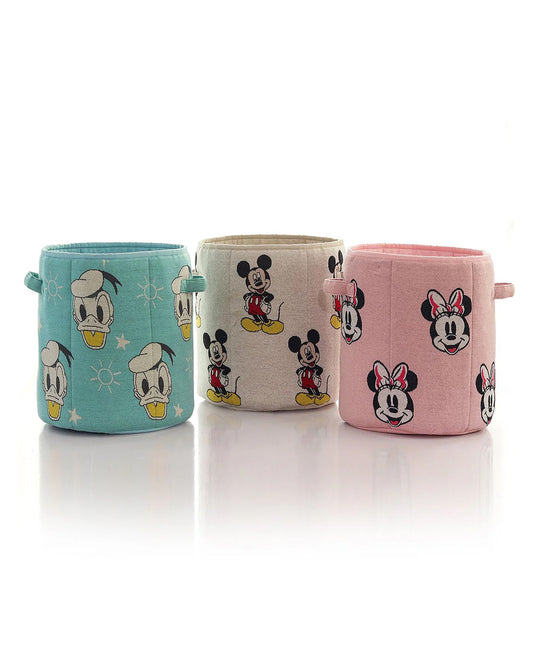 Pluchi Donald Duck Laundry Basket-With Handles-Cotton Knitted Large Basket for Clothes & Toys-Pearl Aqua