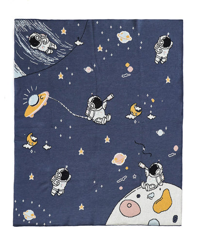 Pluchi My Celestial Space Knitted Baby Blanket-100% Cotton-Tea Grey-For Infants