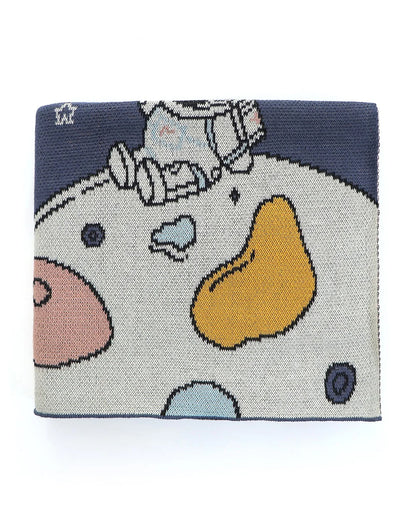 Pluchi My Celestial Space Knitted Baby Blanket-100% Cotton-Tea Grey-For Infants