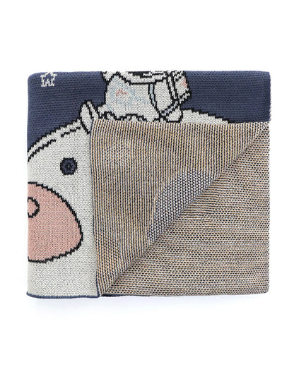 Pluchi My Celestial Space Knitted Baby Blanket-100% Cotton-Tea Grey-For Infants