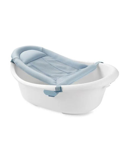 Skip Hop Wave 4 in 1 Baby Bath Tub-With Sling Bather & Sit-Up Support Insert-0 to 24M-Blue & White