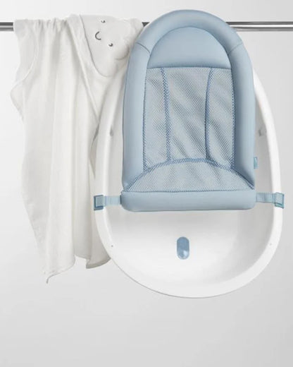 Skip Hop Wave 4 in 1 Baby Bath Tub-With Sling Bather & Sit-Up Support Insert-0 to 24M-Blue & White