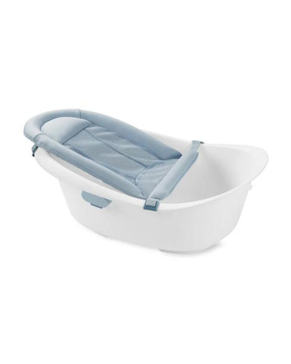 Skip Hop Wave 4 in 1 Baby Bath Tub-With Sling Bather & Sit-Up Support Insert-0 to 24M-Blue & White