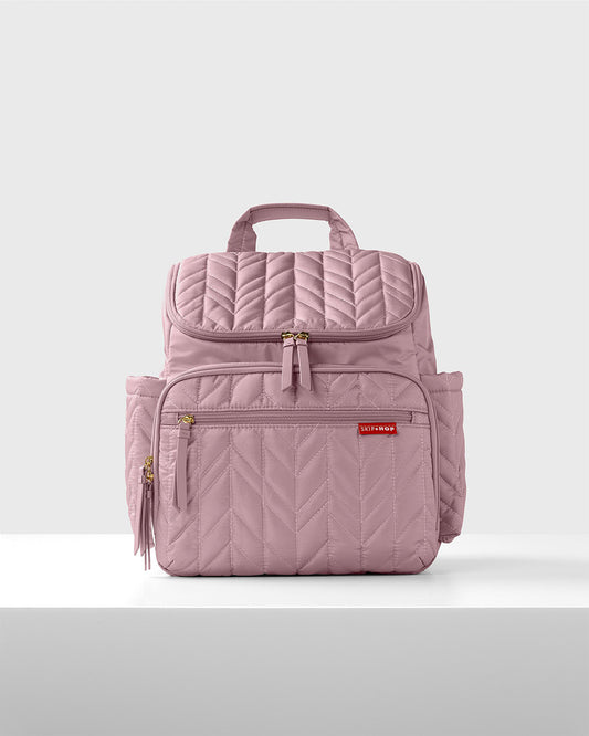 Skip Hop Forma Diaper Bag-Backpack-With Changing Pad-Extra Wide Opening & Lightweight Quilted Design-Mauve