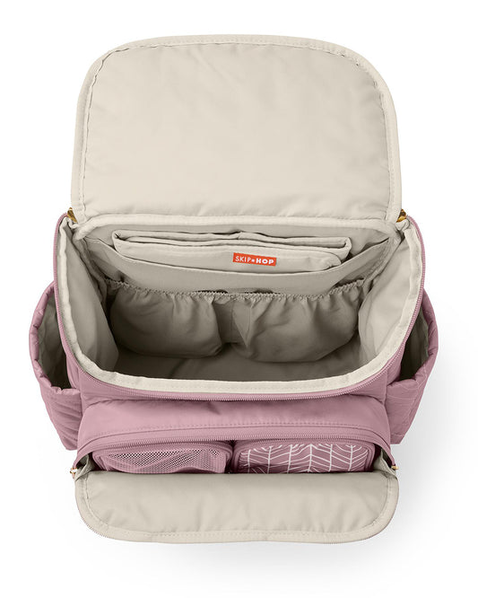 Skip Hop Forma Diaper Bag-Backpack-With Changing Pad-Extra Wide Opening & Lightweight Quilted Design-Mauve