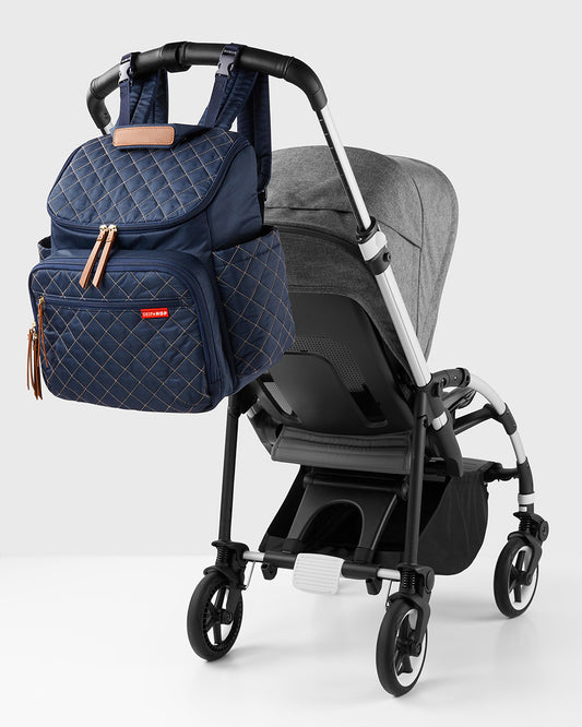 Skip Hop Forma Diaper Bag-Backpack-With Changing Pad-Extra Wide Opening & Lightweight Quilted Design-Navy