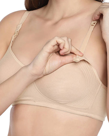 Inner Sense Organic Cotton Feeding Bras Combo Set-Skin-Wire Free & Non Padded-Pack of 2