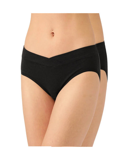 Inner Sense V-Band Maternity Panties Combo Set-Organic Cotton-Black-Pack of 2