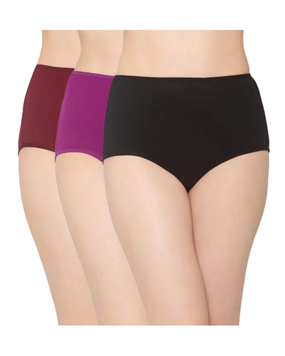MomToBe Cotton Maternity Panty-Pregnancy & Post Delivery-Black, Maroon & Magenta-Pack of 3