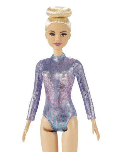 Barbie Rhythmic Gymnast Blonde Doll-Includes Colorful Metallic Leotard, 2 Clubs & Ribbon Accessory-Promotes Role Play-Doll & Doll Houses-36M+