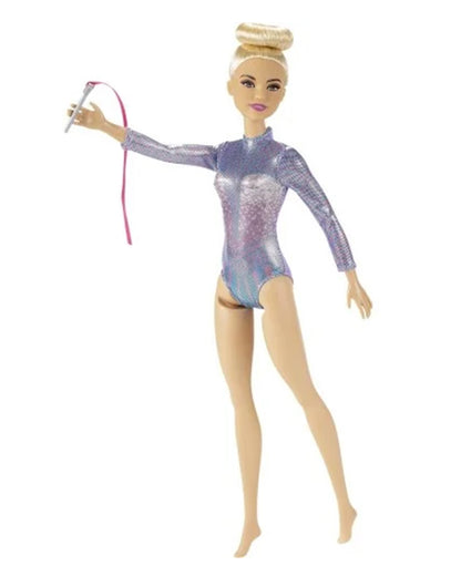 Barbie Rhythmic Gymnast Blonde Doll-Includes Colorful Metallic Leotard, 2 Clubs & Ribbon Accessory-Promotes Role Play-Doll & Doll Houses-36M+