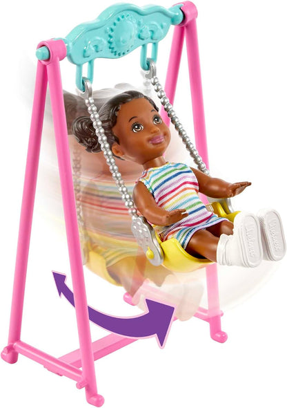 Barbie Skipper Babysitters Inc. Bounce House Playset-Includes Skipper Babysitter Doll, Toddler Doll, Swing & Accessories-Promotes Role Play-Doll & Doll Houses-36M+