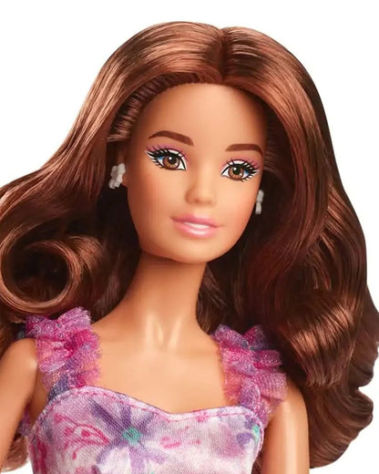 Barbie Signature Birthday Wishes Doll Satiny Lilac Dress with Wavy Brown Hair-Promotes Role Play-Doll & Doll Houses-36M+