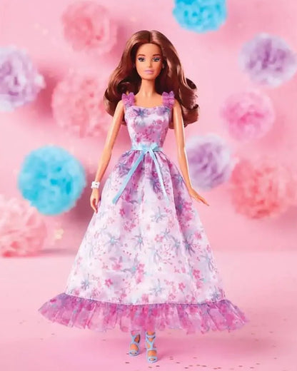 Barbie Signature Birthday Wishes Doll Satiny Lilac Dress with Wavy Brown Hair-Promotes Role Play-Doll & Doll Houses-36M+