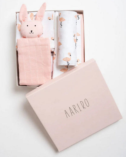Aariro Newborn Essentials Gift Set For Baby Shower-Pack of 6-Tropical Flamingo