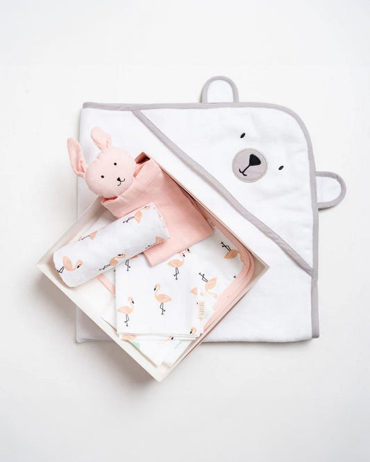 Aariro Newborn Essentials Gift Set For Baby Shower-Pack of 6-Tropical Flamingo