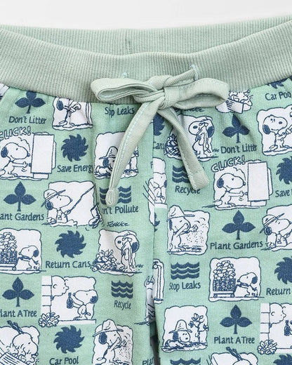 Mi Arcus Sea Green Sweatshirt & Pajama Set-Cotton Fleece-Printed-For Infants