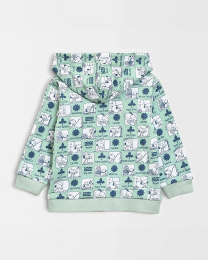 Mi Arcus Sea Green Sweatshirt & Pajama Set-Cotton Fleece-Printed-For Infants