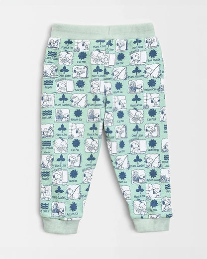 Mi Arcus Sea Green Sweatshirt & Pajama Set-Cotton Fleece-Printed-For Infants