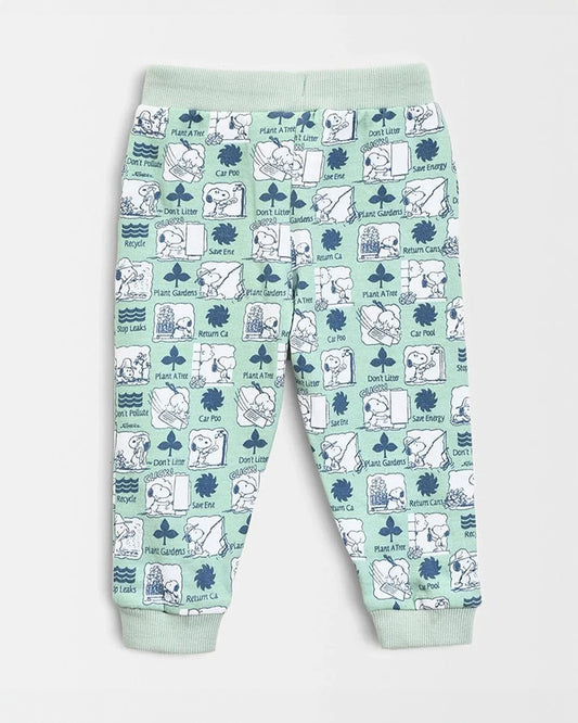 Mi Arcus Sea Green Sweatshirt & Pajama Set-Cotton Fleece-Printed-For Infants