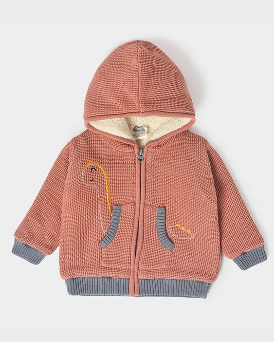 Mi Arcus Brown Winter Wear Hoodie-Cotton & Polyester Knit-Solid-For Infants