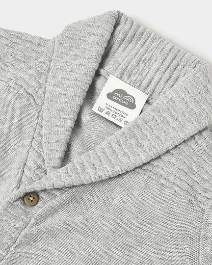 Mi Arcus Grey Winter Wear Cardigan-100% Cotton Knit-Solid-For Infants