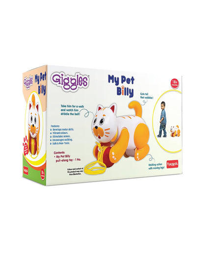 Funskool Giggles My Pet Billy-Wobbling Tail-Encourages Walking-Non Toxic-Push & Pull Toy-9M+