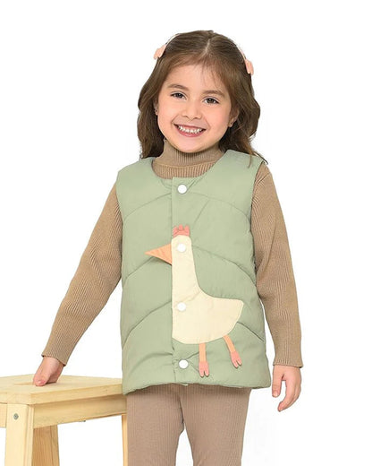 Mi Arcus Sage Green Puffer Winter Wear Jacket-Polyester-Solid-For Infants