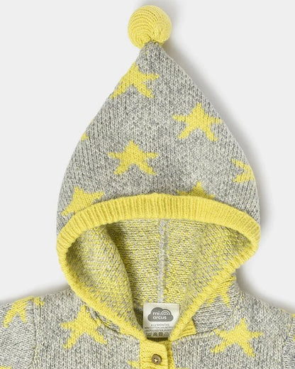 Mi Arcus Grey & Yellow Winter Wear Hoodie-Cotton & Acrylic-Printed-For Infants