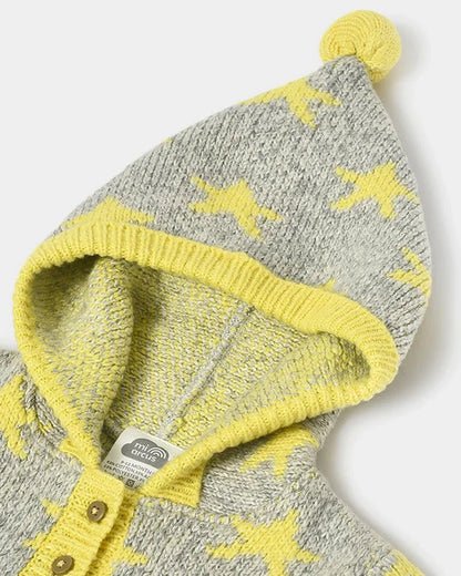 Mi Arcus Grey & Yellow Winter Wear Hoodie-Cotton & Acrylic-Printed-For Infants