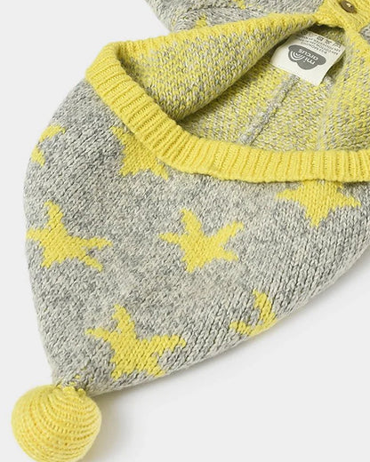 Mi Arcus Grey & Yellow Winter Wear Hoodie-Cotton & Acrylic-Printed-For Infants