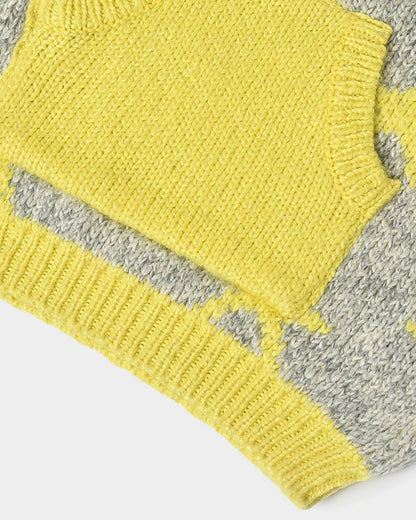 Mi Arcus Grey & Yellow Winter Wear Hoodie-Cotton & Acrylic-Printed-For Infants