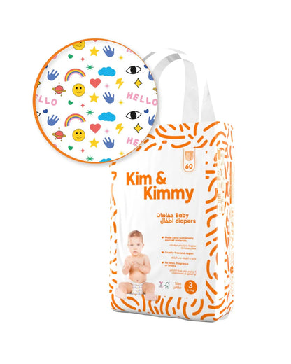 Kim & Kimmy Funny Icons Taped Diapers-Size 3 (6-11Kg)-With Wetness Indicator