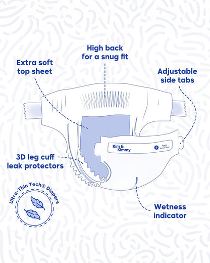 Kim & Kimmy Funny Icons Taped Diapers-Size 4 (9-14Kg)-With Wetness Indicator