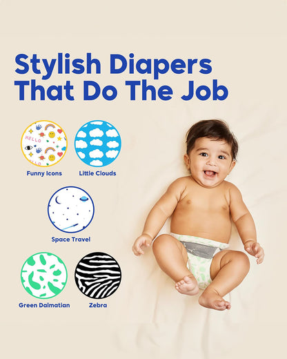 Kim & Kimmy Funny Icons Taped Diapers-Size 4 (9-14Kg)-With Wetness Indicator