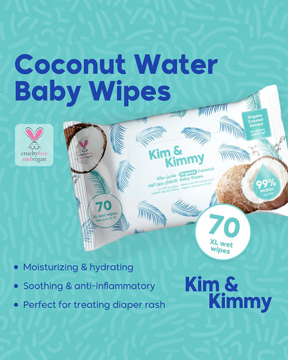 Kim & Kimmy 99% Water Baby Wet Wipes-Organic Coconut