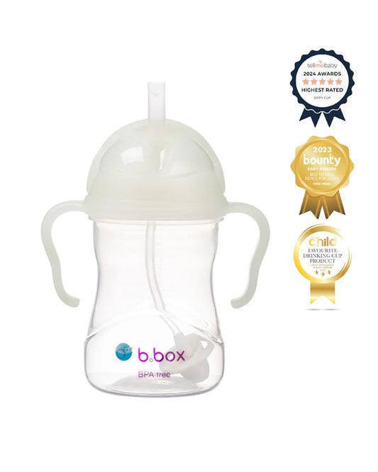 b.box Straw Sippy Cup-With Weighted Straw-Glow In The Dark-Easy Grip Handles-Flip Top Lid-240 ml