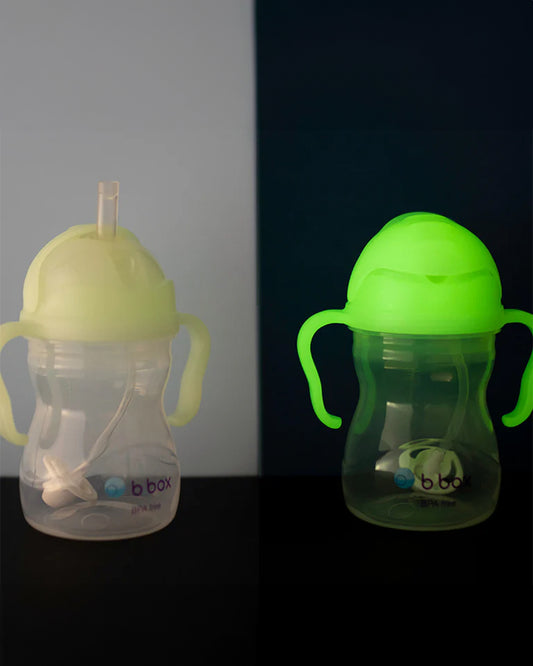 b.box Straw Sippy Cup-With Weighted Straw-Glow In The Dark-Easy Grip Handles-Flip Top Lid-240 ml