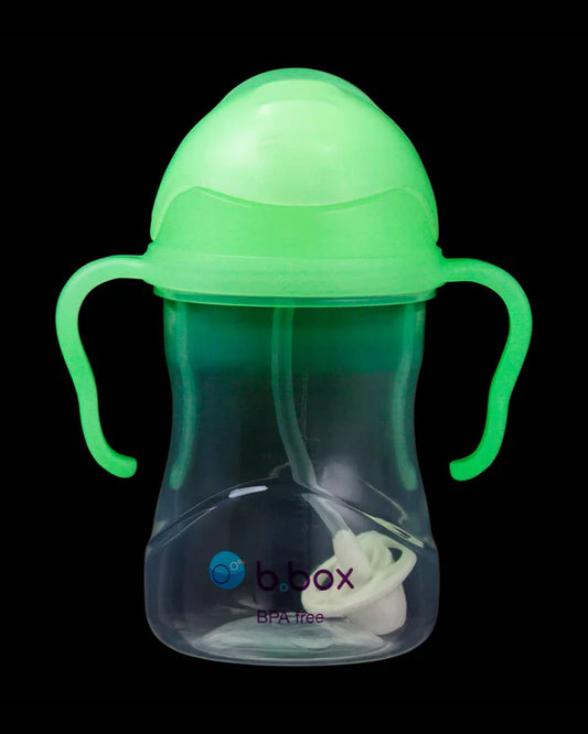 b.box Straw Sippy Cup-With Weighted Straw-Glow In The Dark-Easy Grip Handles-Flip Top Lid-240 ml